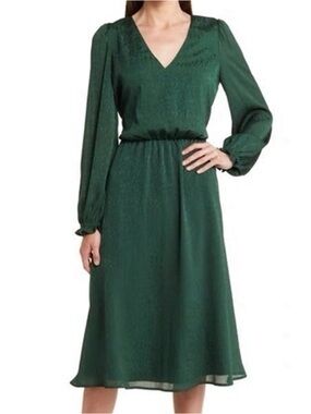 Charles Henry Emerald Green Midi Dress L